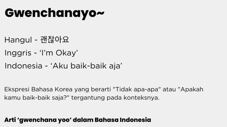 arti gwenchana yoo dalam bahasa indonesia