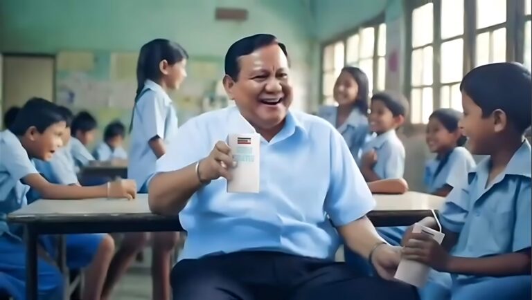 iklan kampanye anak minum susu dari prabowo-gibran menggunakan ai