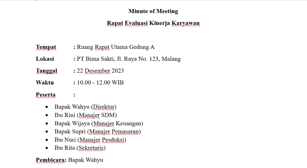 Format Minute of Meeting: Cara Membuat dan Contoh MoM