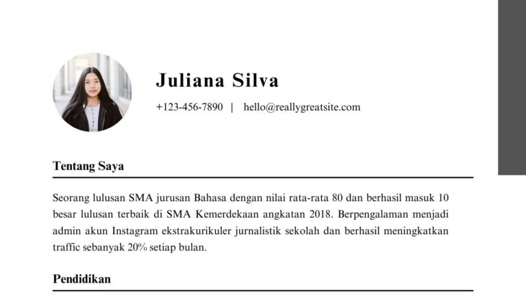 Contoh Deskripsi Diri Dalam CV Untuk Fresh Graduate