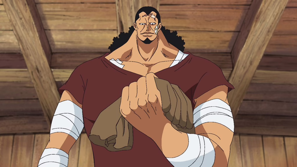 Karakter-Karakter Pendukung di One Piece yang Memiliki Kisah Menyedihkan - Kyros 1 Kyros atau thunder soldier berubah dari gladiator menjadi prajurit mainan setelah diubah sugar.
